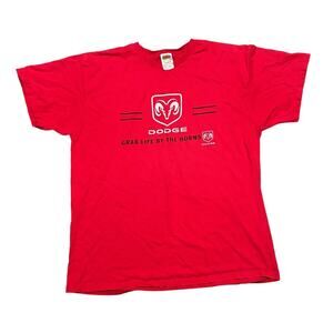 VTG 90’s Y2K Fruit Of The Loom Red Dodge T Shirt Grab Life By The Horns